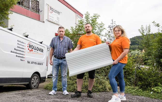 Die Firma Rollover beendet ihren Betrieb nach dem Hochwasser: v.l. Sven Enkelmann, Maximilian Richter und Katharina Trazin, Winn
