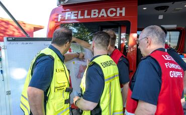 Gemeinsame Übung der Feuerwehren Fellbach, WN-Hgenach und Stuttgart-Sommerrain: Waldbrand bei Fellbach-Oeffingen, 14.07.2023.