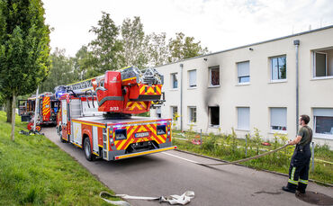 Brand in der Gemeinschaftsunterkunft Albertviller-Str. in Winnenden, 21.07.2024.