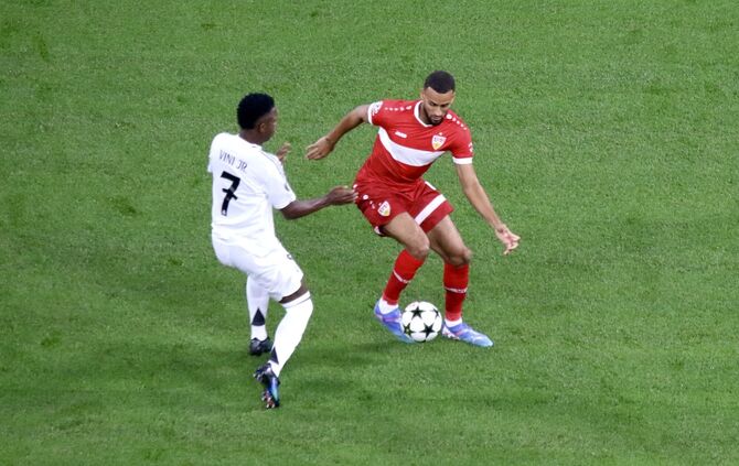 VfB-Verteidiger Josha Vagnoman im Spiel gegen Real Madrid