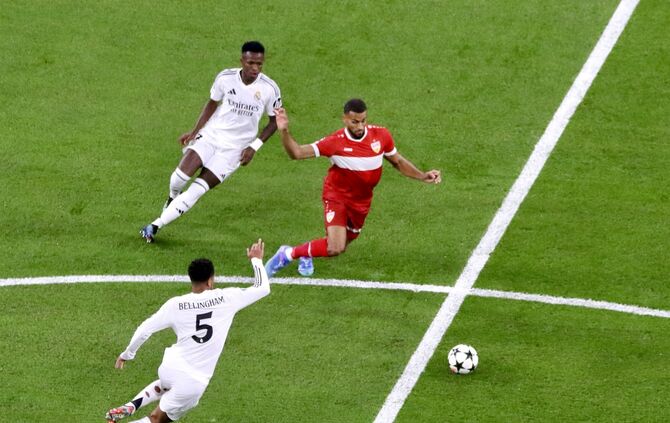 VfB-Verteidiger Josha Vagnoman im Spiel gegen Real Madrid