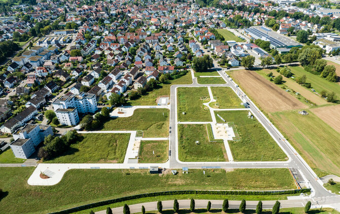 Luftbild Neubaugebiet Riedwiesen Winterbach, 07.09.2024.