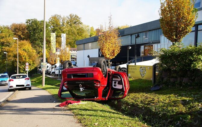 Berkheim: Twingo kommt von Strasse ab und ueberschlaegt sich- 2 verletzte