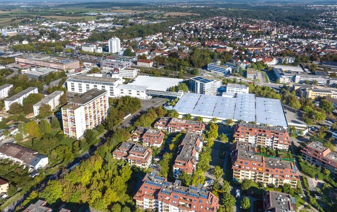 Luftbild: Historisches Luftbild nachgestellt Jesistr, Devizesstr., Waiblingen, 26.09.2023.
