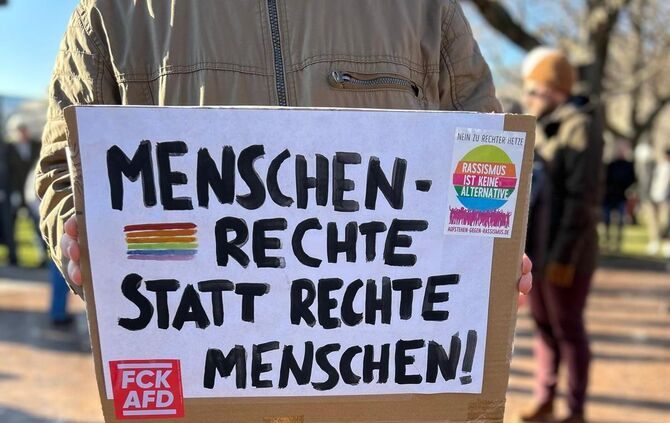 afd demo rechtsextremismus schild - 1