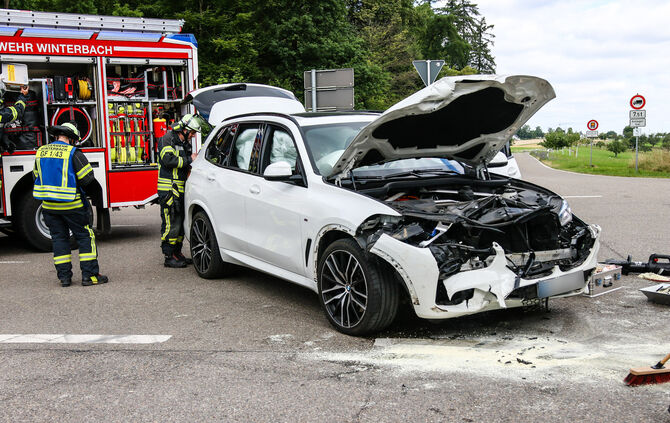 Unfall, Goldbodenkreuzung, Winterbach, 08.07.2022.