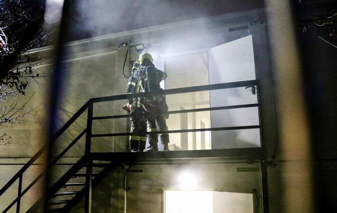 Brand in der städtischen Asylunterkunft Winnenden, Albertviller Straße, 15.12.2024.