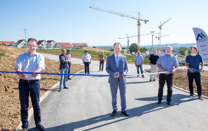 Feierliches Banddurchschneiden - Eröffnung vom Neubaugebiet Heiße Klinge, Schwaikheim, 02.06.2020.