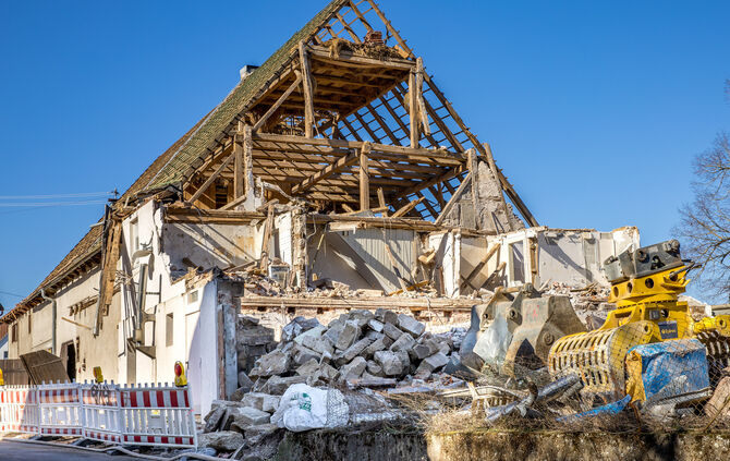 Abbruch Schafhof im Hertmannsweiler Degenhof, Winnenden, 19.03.2025.