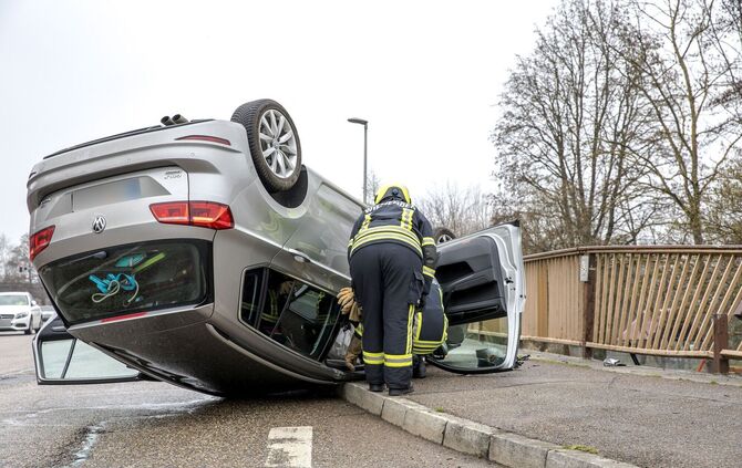 Unfall auf der Leutenbacher Str. in Winnenden, 26.03.2025.