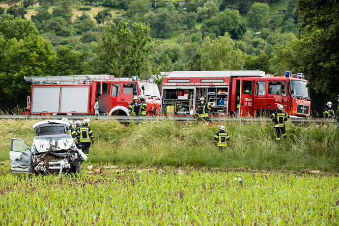 Schwerer Unfal, B29, Remshalden-Geradstetten Richtung Stuttgart, 07.06.2020.