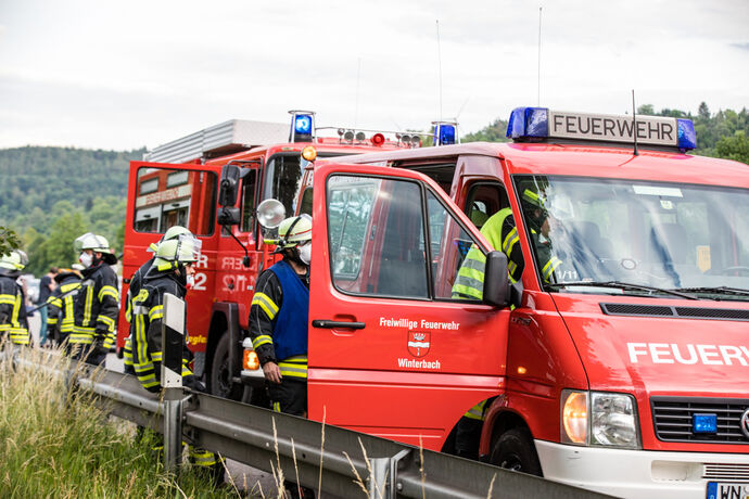 Schwerer Unfal, B29, Remshalden-Geradstetten Richtung Stuttgart, 07.06.2020.