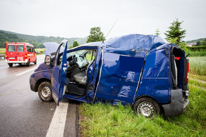 Schwerer Unfall, B29, AS Winterbach Richtung Stuttgart, 14.06.2020.