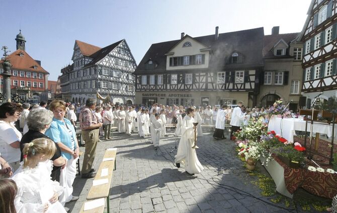 Fronleichnam Gottesdienst Marktplatz Schorndorf - 1