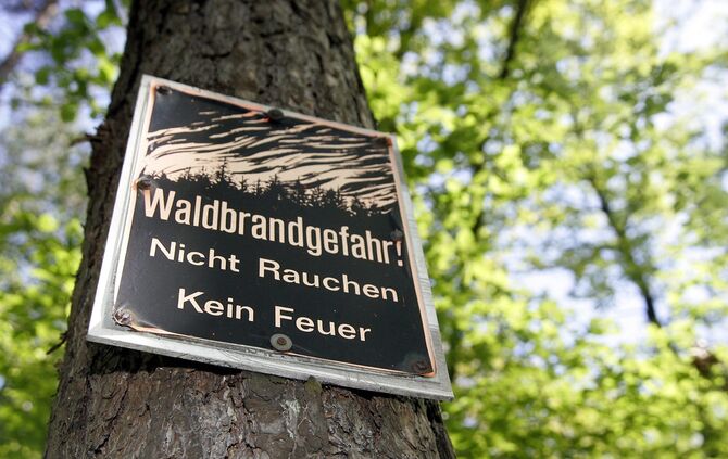 Waldbrand Gefahr Waldbrandgefahr Schild Symbol Symbolbild symbolfoto