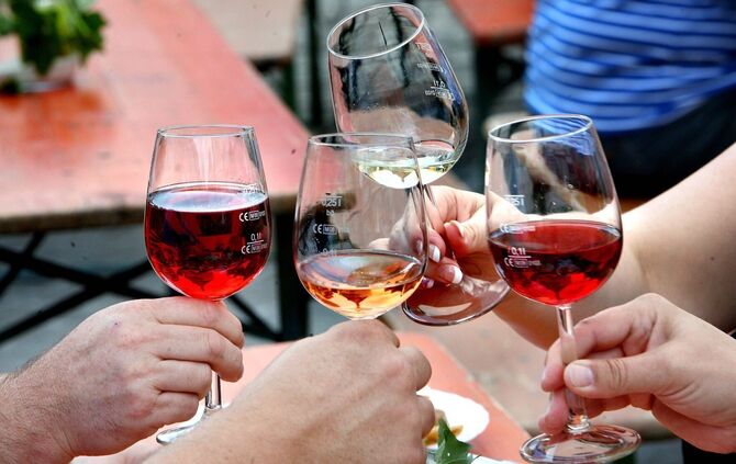 Wein Anstoßen Trinken Weinfest Alkohol Symbol Symbolbild symbolfoto