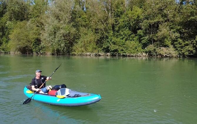 Thomas Bauer mit dem Kanu auf der Garonne