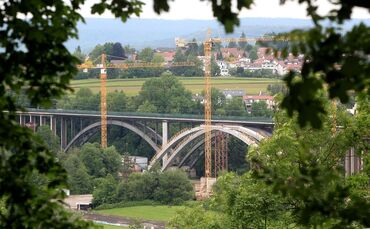 Backnang Neubau Murrtalbrücke Murrtalviadukt B14 Baustelle Stand 01.06.2010