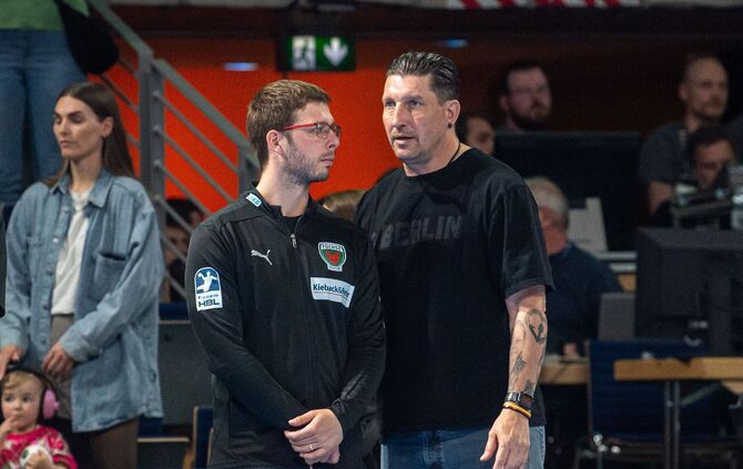 Trainer Jaron Siewert (l.) und Vorstand Sport Stefan Kretzschmar