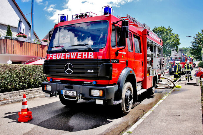 Brand in Garage, Nordhaldenstr., Weinstadt-Beutelsbach, 25.06.2020.