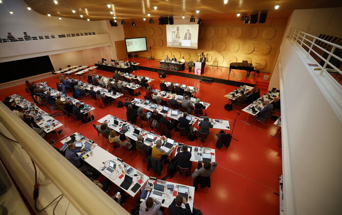 Frühjahrstagung der Württembergischen evangelischen Landessynode im Hospitalhof.