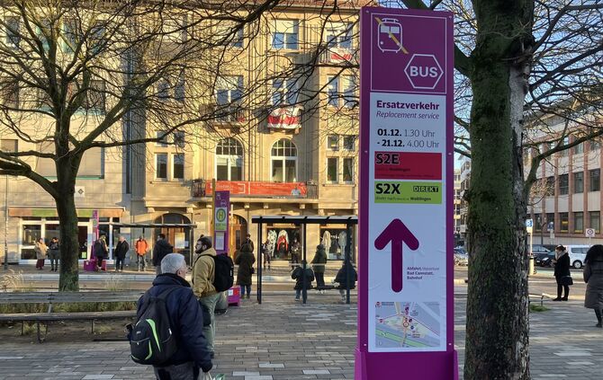 Sperrung Bahn DB Dezember 2025, Bad Cannstatt - Waiblingen