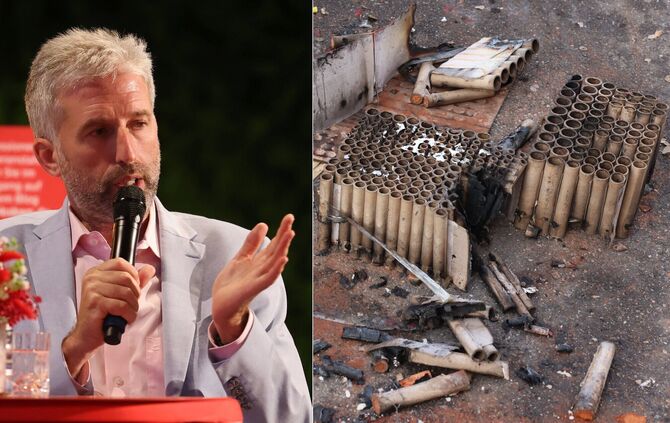 Palmer zu Silvester Feuerwerk MONTAGE