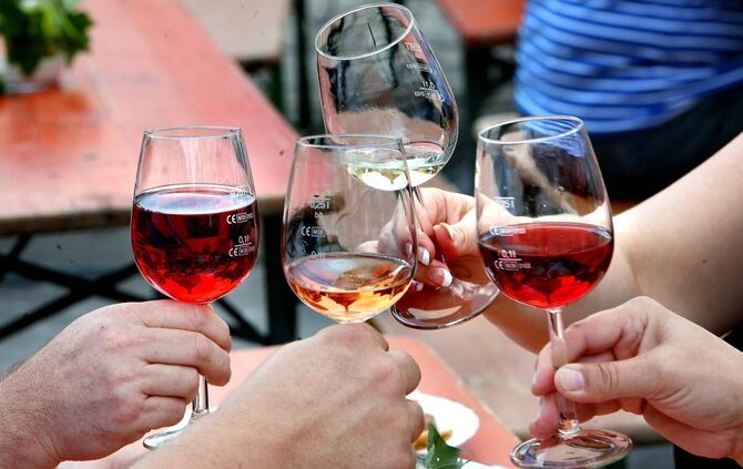 Wein Anstoßen Trinken Weinfest Alkohol Symbol Symbolbild symbolfoto - 1