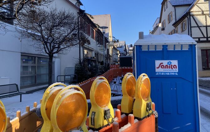 Die Marktstraße in der Ortsmitte Beutelsbach im Januar 2026.