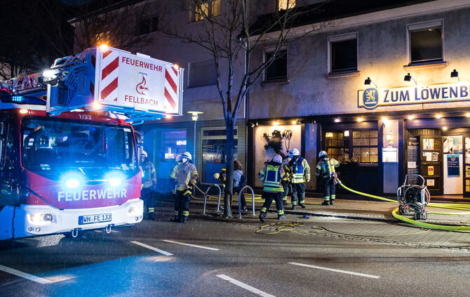 Mitte Februar 2022 brannte es in einer Gaststätte am Stuttgarter Platz in Fellbach.