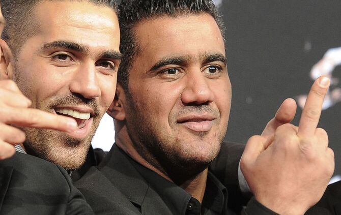 Der Rapper Bushido (l) posiert mit Arafat Abou-Chaker