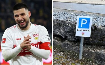 Deniz Undav und sein Parkplatz vor dem Rathaus in Rudersberg.