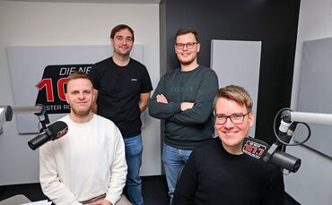 Die Podcast-Hosts: Moritz Wagner, Danny Schöckle, Simeon Kramer und Daniel Haug (v.l.n.r.).