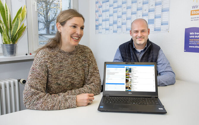 Die stellvertretende Abteilungsleiterin Diana Lässle und Leiter Michael Tretter vom Geschäftsbereich Kindertageseinrichtungen Wa