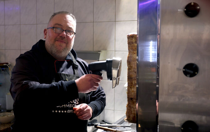 Nikolaos Makris in seiner Gyros-Ecke.