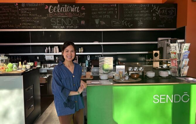 Vanessa Weber ist mit ihrem Matcha Pop-up noch bis Ende Februar am Marienplatz, im März eröffnet sie ihren eigenen Laden in Stut