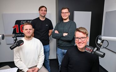 Die Podcast-Hosts Moritz Wagner, Danny Schöckle, Simeon Kramer und Daniel Haug (von links).