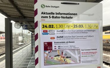 Die nächste Bahnsperrung beginnt am Dienstag, 24. Februar, um 1.30 Uhr.