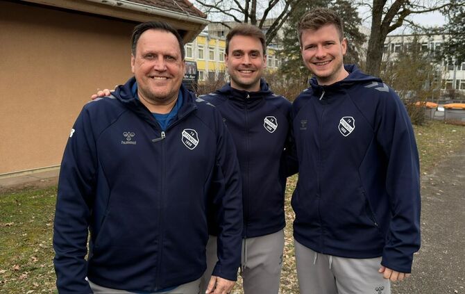 Das Trainerteam des TV Bittenfeld II in der kommenden Spielzeit 2026/2027 (von links): Michael Rill, Alexander Heib, Philipp Por