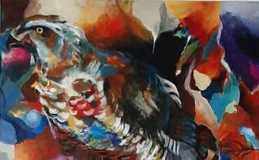 Kunstwerk aus der Ausstellung Art 4 Vision im KunstWerk Fellbach mit expressiven Farben und abstrakten Formen.