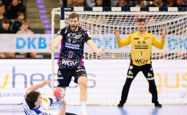 Samuel Röthlisberger, hier beim 33:31-Sieg gegen den ThSV Eisenach, fehlte zuletzt in Berlin aufgrund von Adduktorenproblemen. D