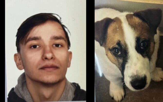Der 21-jährige Vermisste und der Hund mit dem er vermutlich unterwegs ist.
