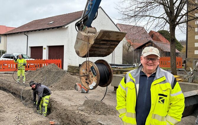 Wolfgang Janke (rechts) mit seinem Team auf einer Baustelle in Großbottwar.