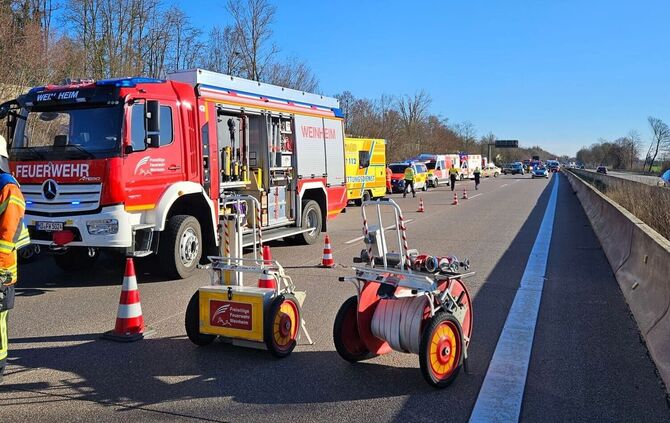 Tödlicher Crash auf der A5 bei Hemsbach