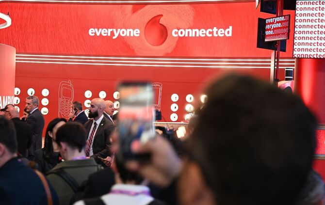 Der Vodafone-Messestand beim MWC in Barcelona.