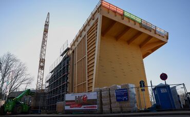 Wow - das DAV-Alpinzentrum ist schon jetzt ein echter Hingucker im Sportpark Rems.