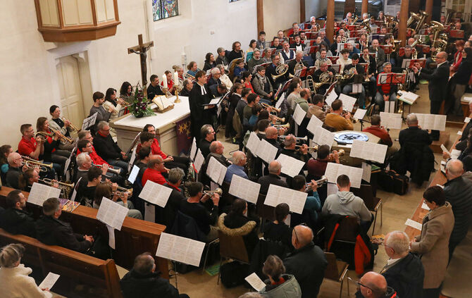 Bezirksposaunentag in der Sankt-Gallus-Kirche in Welzheim.