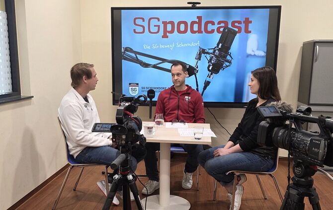 Aufnahmen aus der ersten SG-Podcast-Folge mit Benjamin Wahl (links), Steffen Moldenhauer und Nadine Wahl.