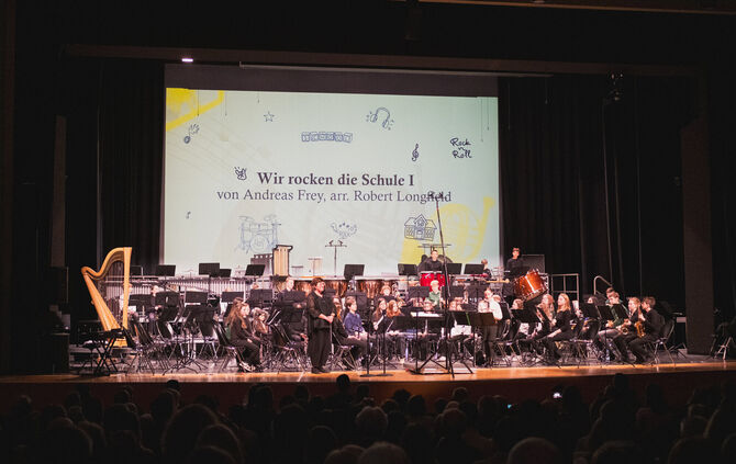 Auftritt des Auftaktblasorchesters in der Künkelinhalle.