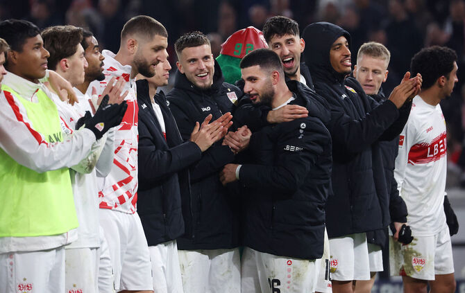 Die Stimmung bei den VfB-Profis könnte nach dem 1:0-Sieg gegen Leipzig kaum besser sein.